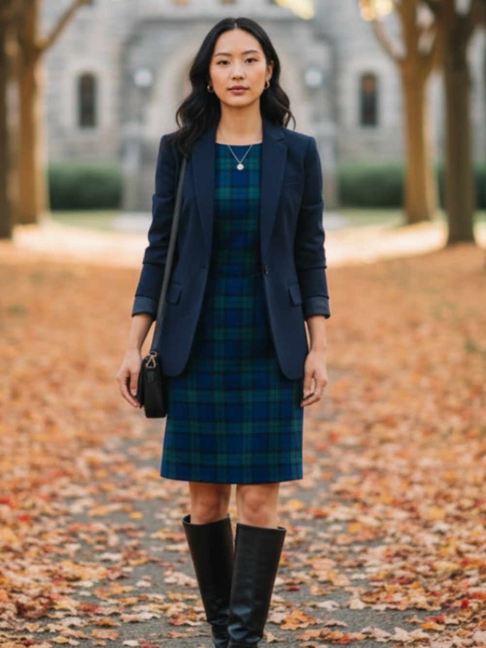 Brooks Brothers Sheath Dress Jumper 4 Small Plaid 100% WOOL Green Blue Slavs